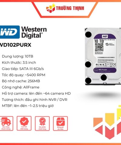 Ổ Cứng Western 10TB Purple WD102PURX 3.5 inch, 7200RPM