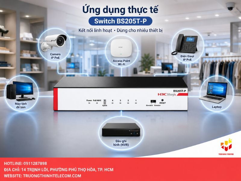 Ứng dụng thực tế của Switch BS205T-P trong đời sống