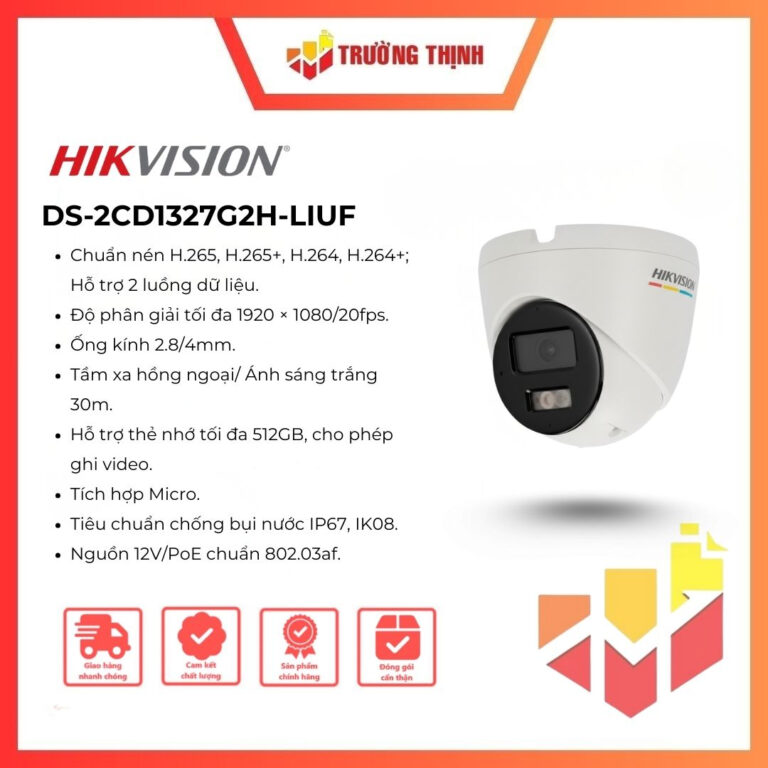Camera IP bán cầu 2MP Hikvision DS-2CD1327G2H-LIUF ColorVu