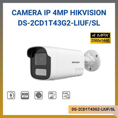 Camera thân trụ IP 4MP Hikvision DS-2CD1T43G2-LIUF/SL