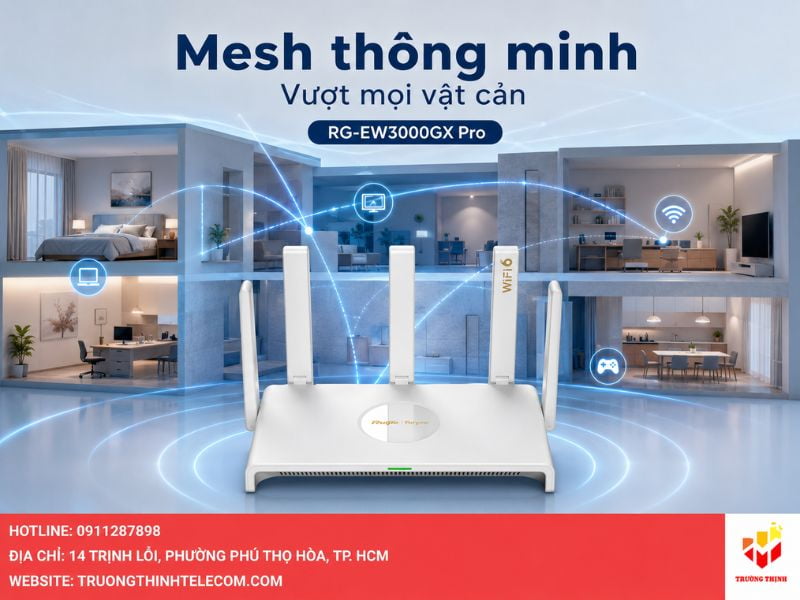 Công nghệ Mesh thông minh vượt mọi vật cản của RG-EW3000GX Pro