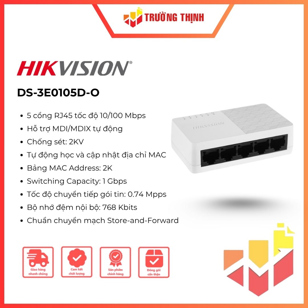 Switch 5 Port DS-3E0105D-O Fast Ethernet Không Quản Lý