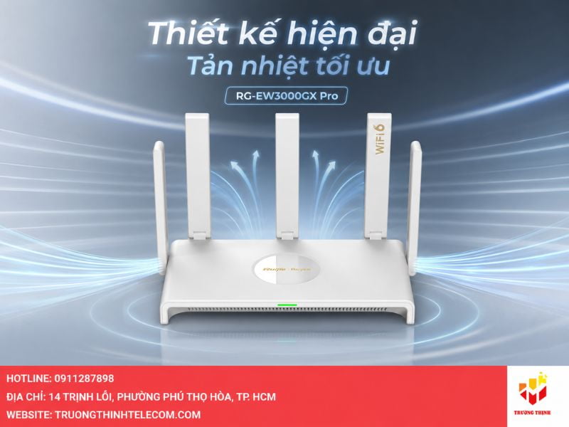 Thiết kế hiện đại và khả năng tản nhiệt tối ưu của RG-EW3000GX Pro