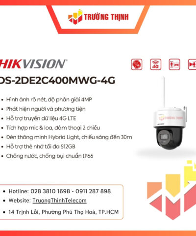 Camera HIKVISION DS-2DE2C400MWG-4G IP Mini PT 4MP
