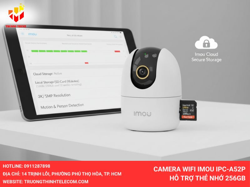 Camera WiFi IMOU IPC-A52P hỗ trợ thẻ nhớ 256GB