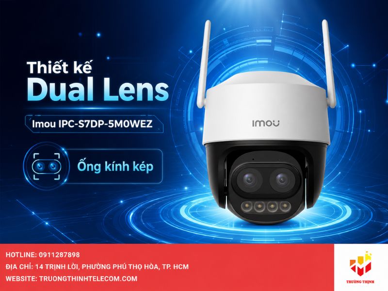 Imou IPC-S7DP-5M0WEZ thiết kế độc đáo với hệ thống ống kính kép (Dual Lens)