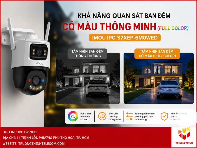 Imou IPC-S7XEP-6M0WED khả năng quan sát ban đêm có màu thông minh (Full Color)