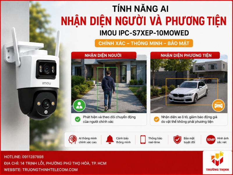 Tính năng AI nhận diện người và phương tiện của Imou IPC-S7XEP-10M0WED
