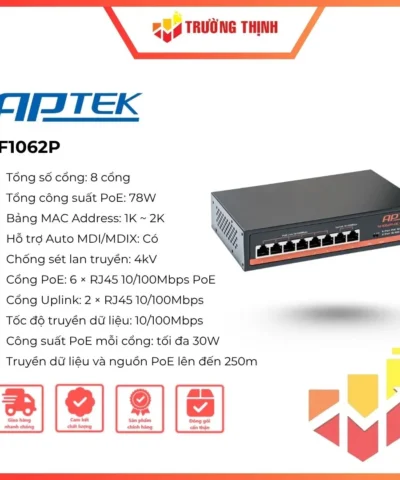 Thiết bị mạng Switch 6 Port 10/100Mbps POE APTEK SF1062P