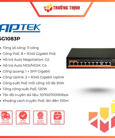 Switch 8 cổng Gigabit PoE APTEK SG1083P 10/100/1000 Mbps