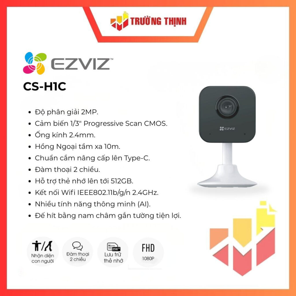 Camera wifi không dây Ezviz H1C CS-H1C-R100-1G2WF Type-C