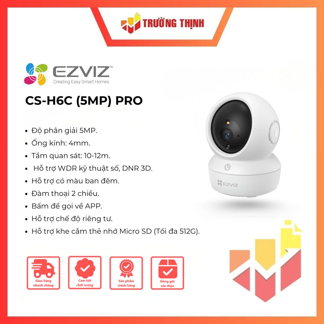 Camera WiFi quay quét EZVIZ CS-H6c-R105-1J5WF Pro 3K 5MP