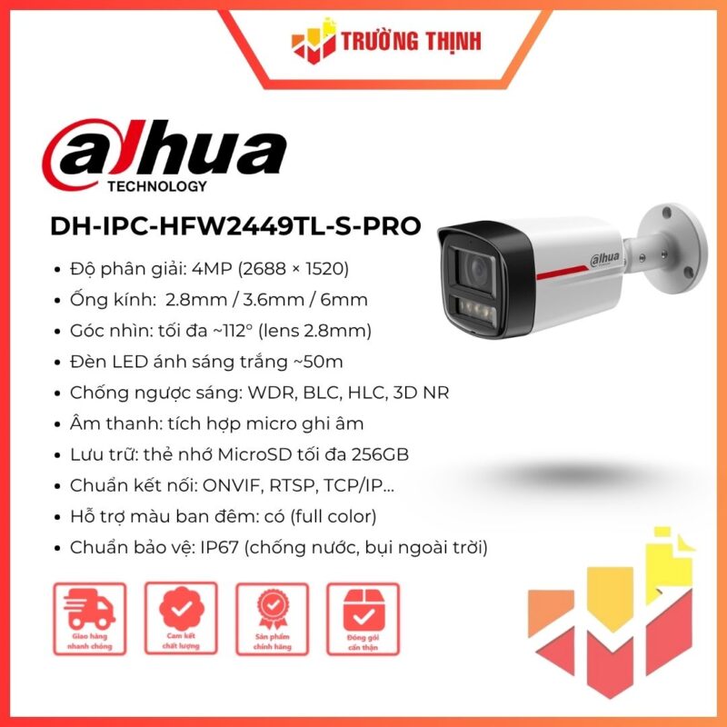 Camera IP DAHUA WizColor DH-IPC-HFW2449TL-S-PRO 4MP