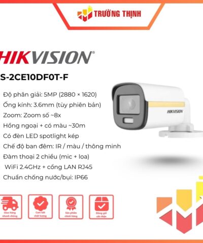 Camera Analog HDTVI 2MP HIKVISION DS-2CE10DF0T-F có màu