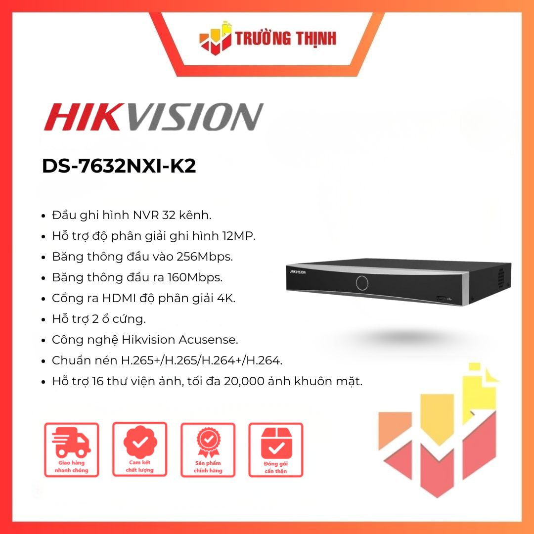 Đầu ghi hình IP Hikvision 32 kênh DS-7632NXI-K2/VPro