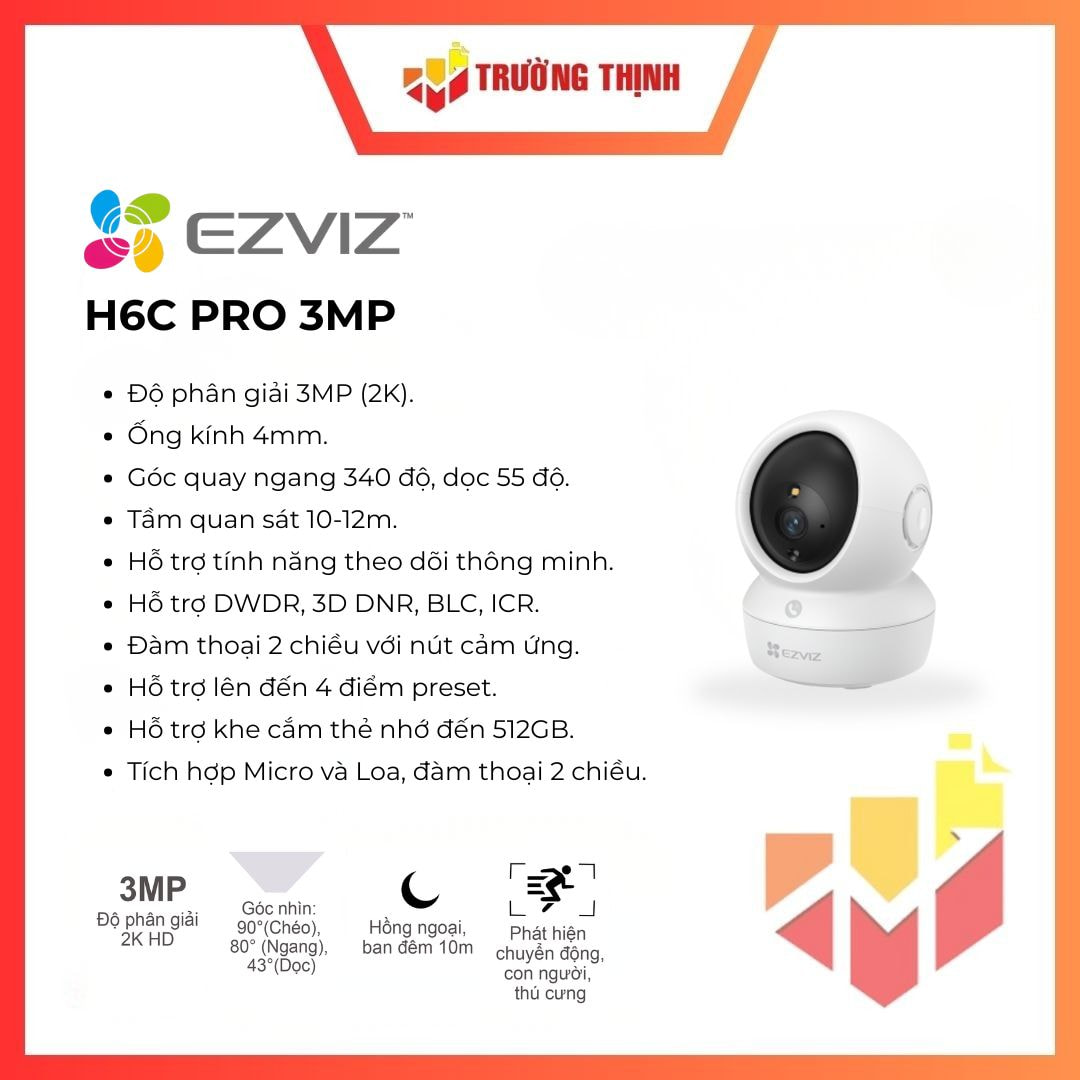 Camera Ezviz CS-H6c-R105-1L3WF 3MP PRO