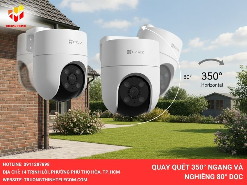 Quay quét 350° ngang và nghiêng 80° dọc