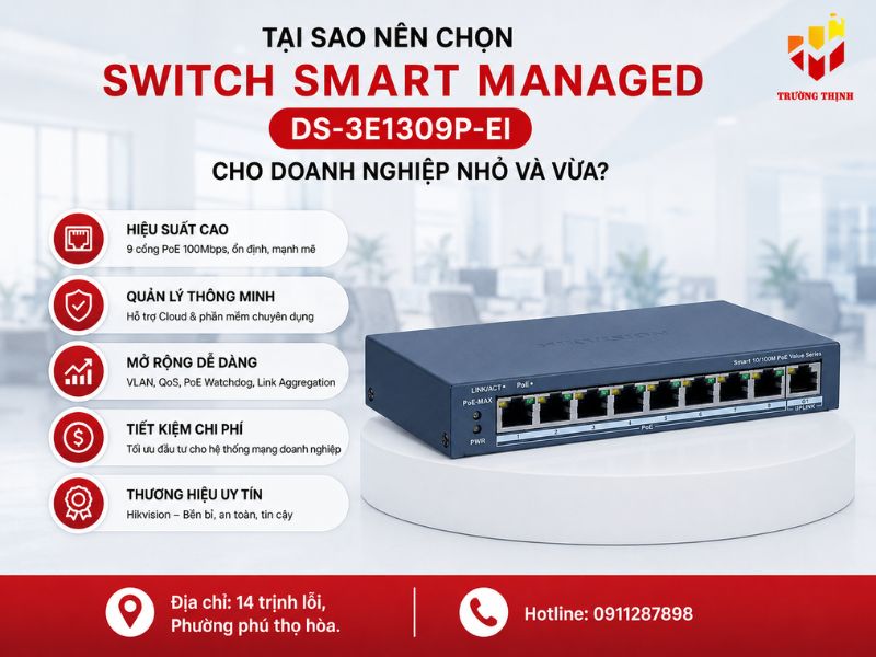 Tại sao nên chọn Switch Smart Managed DS-3E1309P-EI cho doanh nghiệp nhỏ và vừa?