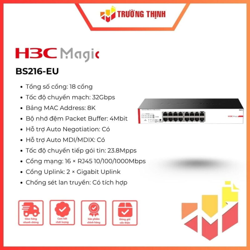 Switch 16 port H3C Magic BS216-EU (2 cổng Uplink)