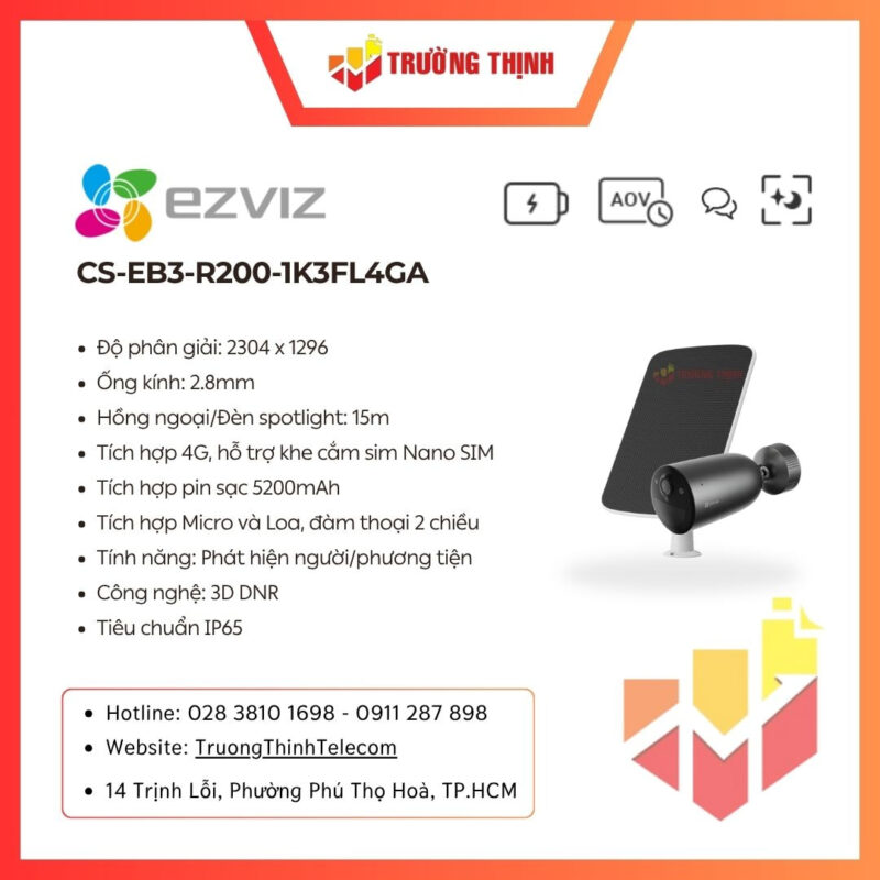 Camera không dây quay quét Ezviz CS-EB3-R200-1K3FL4GA