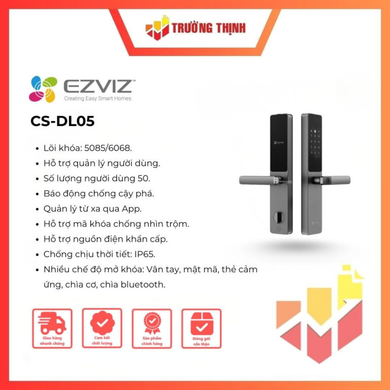 Khóa cửa vân tay thông minh EZVIZ DL05 6 cách mở, IP65