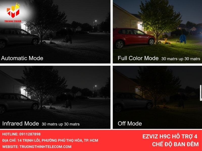 Ezviz H9c hỗ trợ 4 chế độ ban đêm