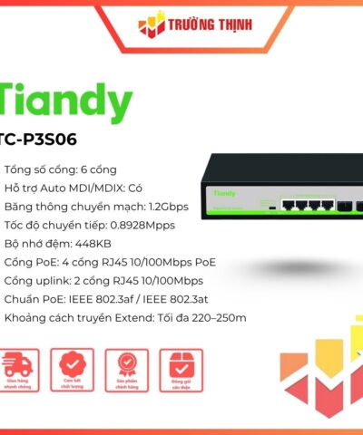Switch PoE Tiandy 6-Port 10/100Mbps TIANDY TC-P3S06