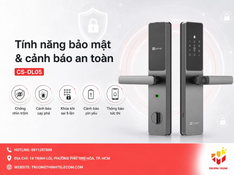 Tính năng bảo mật và cảnh báo an toàn của khóa cửa CS-DL05