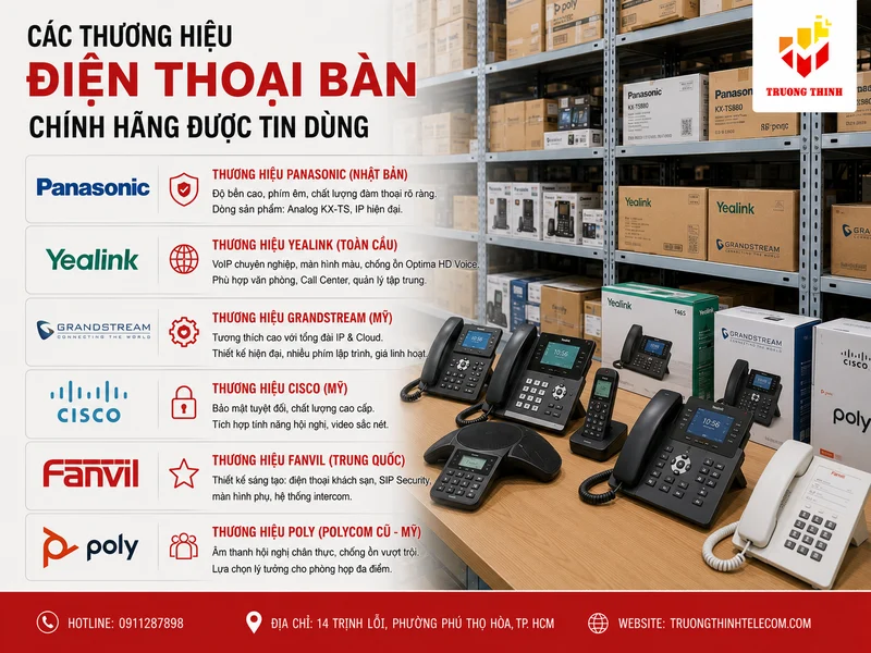 Các thương hiệu điện thoại bàn chính hãng được tin dùng