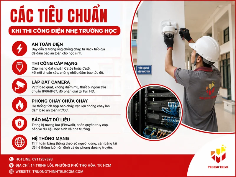Các tiêu chuẩn khi thi công điện nhẹ trường học