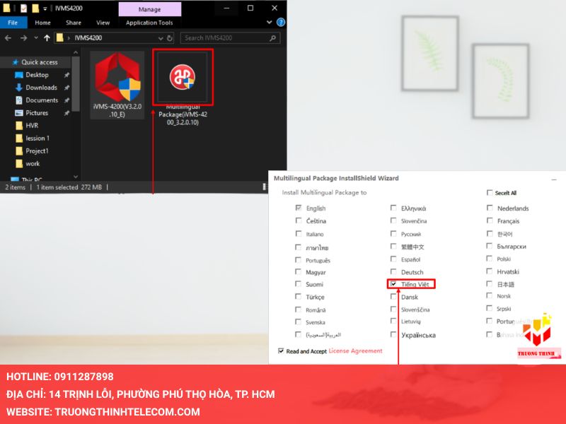 Cài đặt ngôn ngữ và chọn ngôn ngữ
