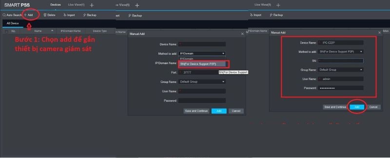 Chọn SN(For Device Support P2P)
