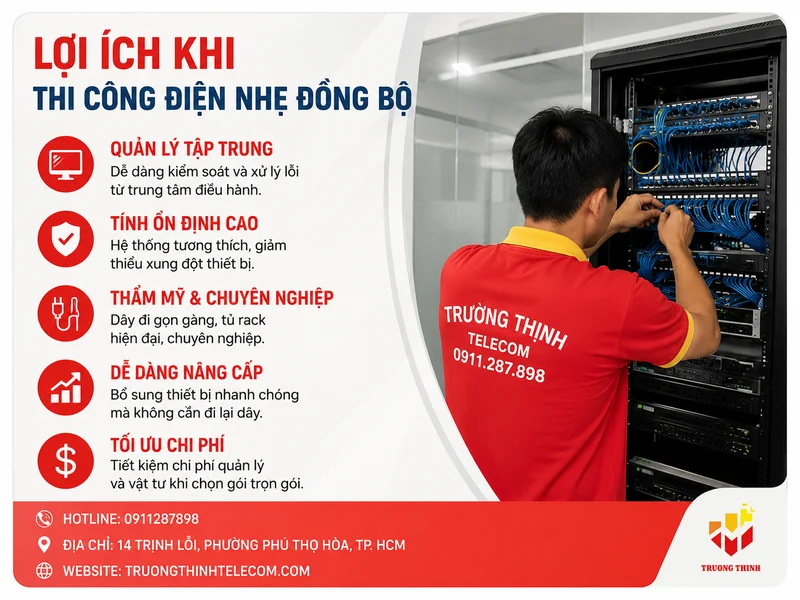 Lợi ích khi thi công điện nhẹ đồng bộ