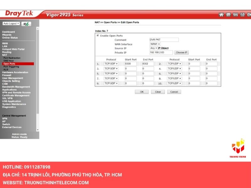 Mở port cho camera Hikvision trên modem nhà mạng