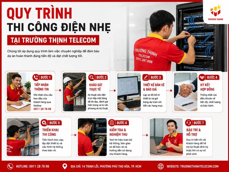 Quy Trình Thi Công Điện Nhẹ Tại Trường Thịnh Telecom