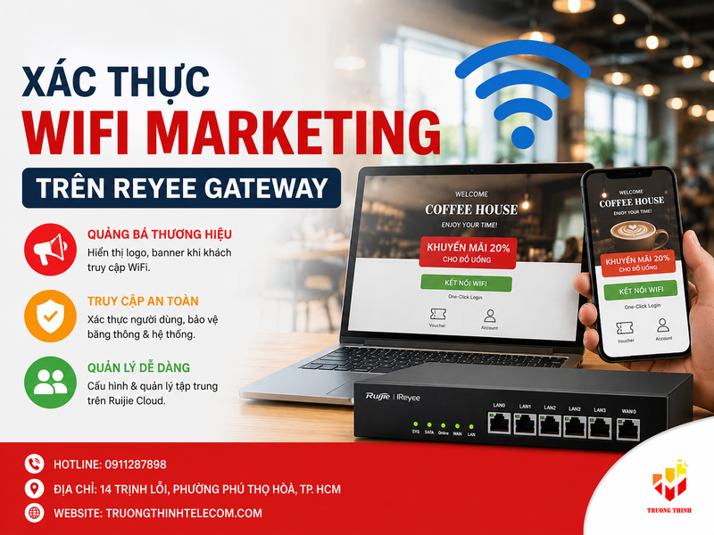 Cách Cài Đặt Xác Thực Wifi marketing Trên Reyee Gateway trong 3 phút