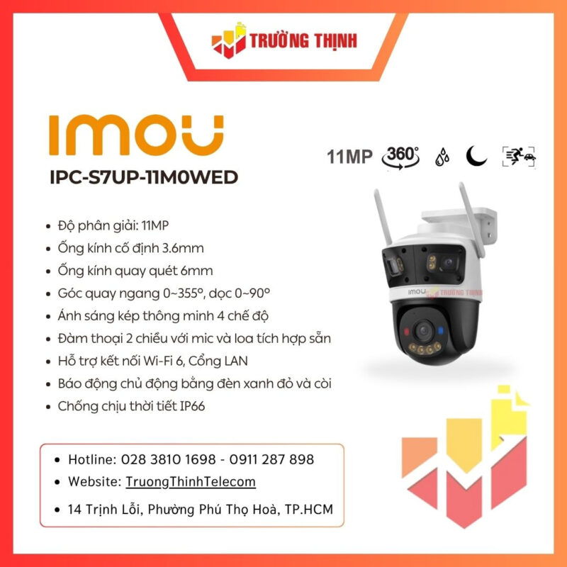Camera Wifi 3 Ống Kính 11MP Imou Cruiser IPC-S7UP-11M0WED