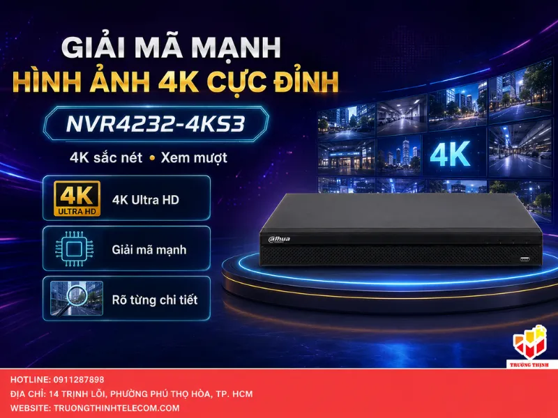 Khả năng giải mã và chất lượng hình ảnh 4K cực đỉnh trên NVR4232-4KS3