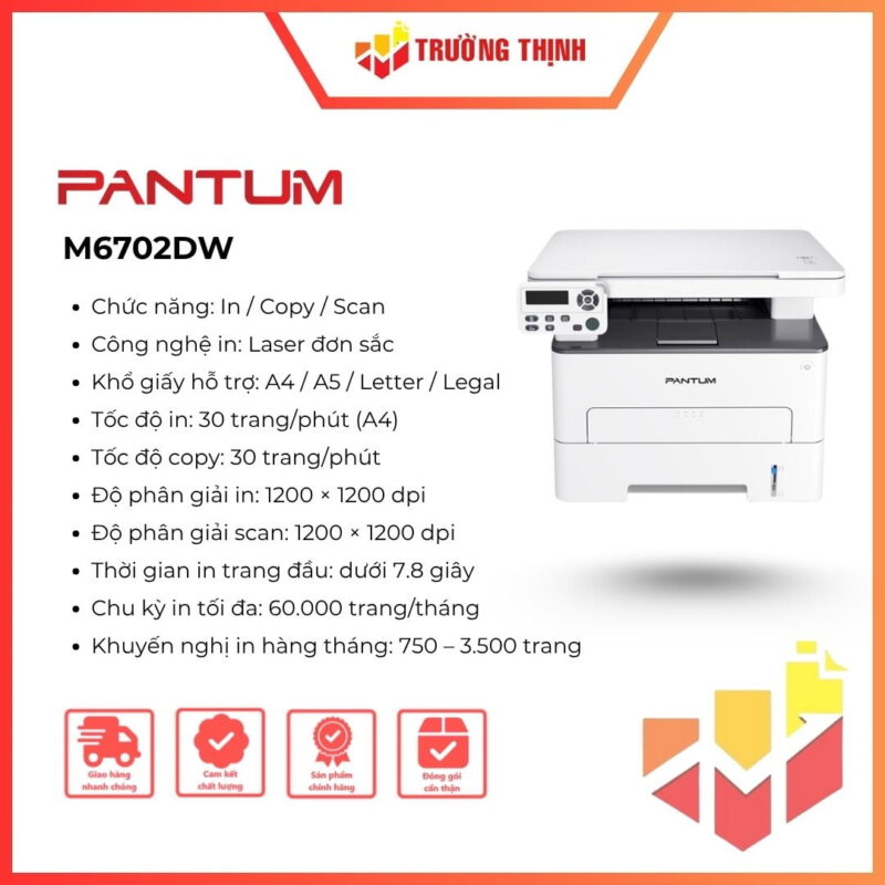 Máy in đen trắng đơn năng Pantum M6702DW chính hãng