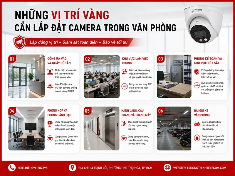 Những vị trí vàng cần lắp đặt camera trong văn phòng