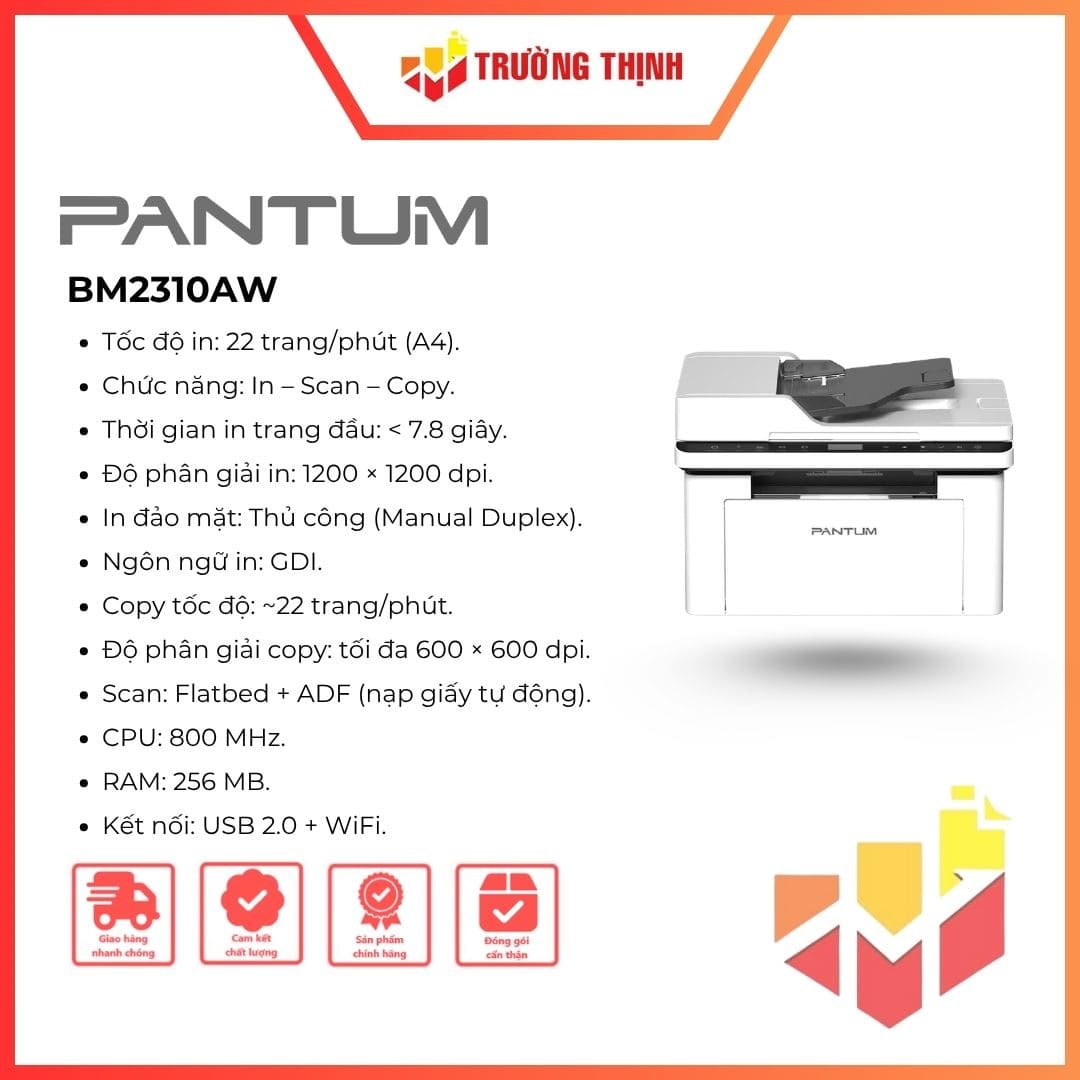 Máy in Laser trắng đen đa năng Pantum BM2310AW Chính Hãng