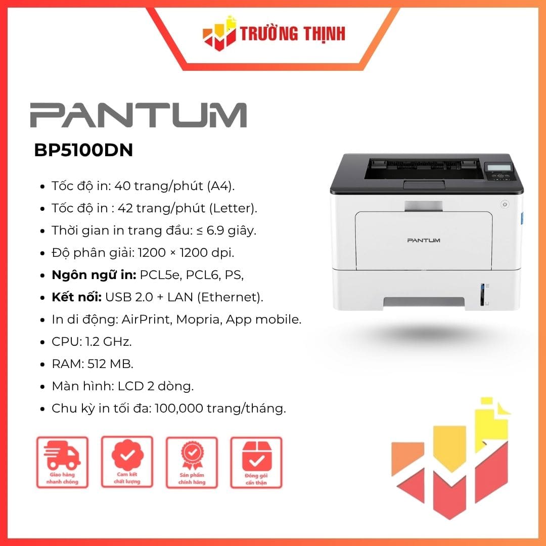 Máy in Laser đen trắng hai mặt Pantum BP5100DN (In A4/A5)