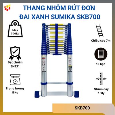 Thang nhôm rút đơn đai xanh Sumika SKB700