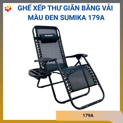 Ghế xếp thư giãn bằng vải màu đen Sumika 179A