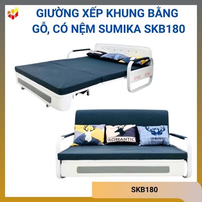 Giường xếp khung bằng gỗ, có nệm Sumika SKB180