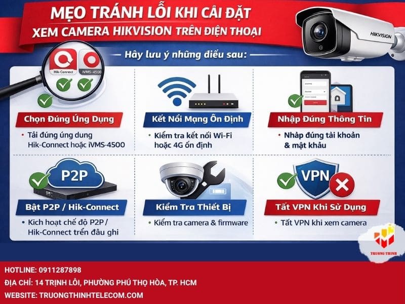 Mẹo tránh lỗi khi cách cài xem camera hikvision trên điện thoại