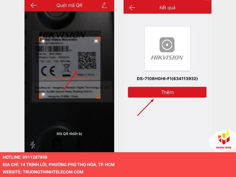 Quét mã QR của camera Hikvision