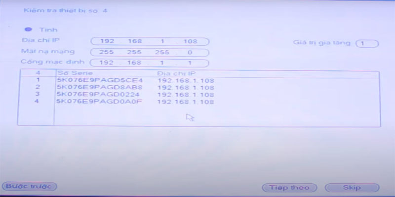 Đặt địa chỉ IP cho các camera