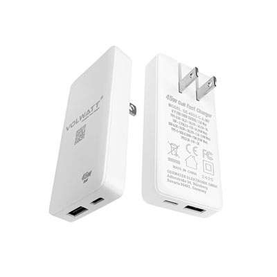 Củ sạc siêu mỏng, siêu nhanh GaN PD45W-A+C Volwatt GE-45GS-C-A-MF