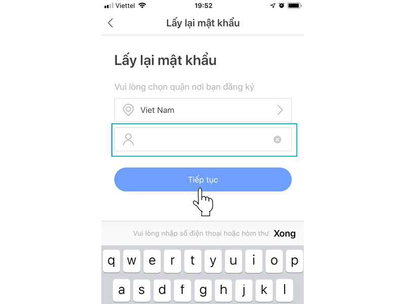Đăng nhập để lấy lại mật khẩu